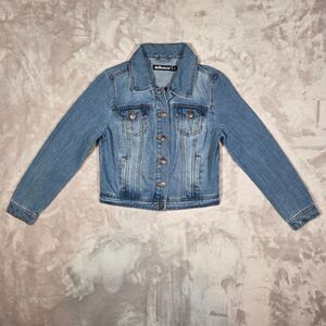 Dollhouse Denim Jacket Womens S Blue Trucker Cropped Stretch Jean Jacket